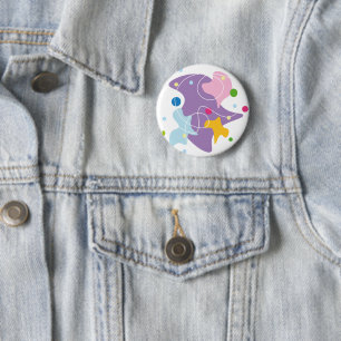 Trendfarbene abstrakte Muster in lila und blauen F Button