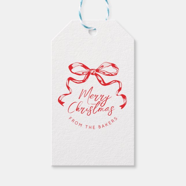 Trendfarbene Bändchenbogenform Weihnachten/Feierta Geschenkanhänger (Vorderseite)