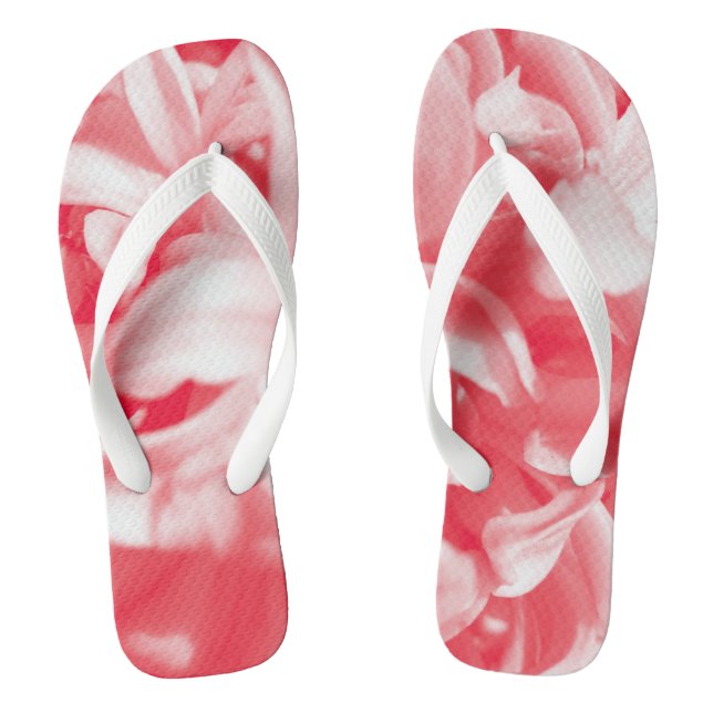 Trendfarbene Blume in Rot und Weiß Flip Flops (Fußbett)