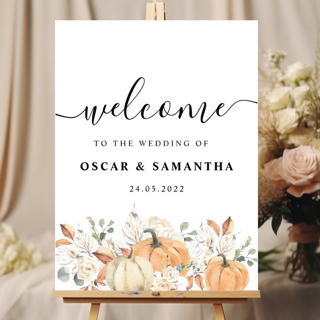 Trendfarbene Blume & Pumpkins Herbst Poster (Von Creator hochgeladen)