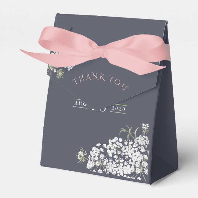 Trendfarbene Gipskraut Babydusche Geschenkschachtel (Vorderseite)