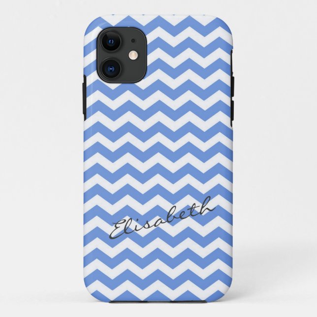 Trendfarbene, klassisch blaue Zickzack Zackenzag m Case-Mate iPhone Hülle (Rückseite)