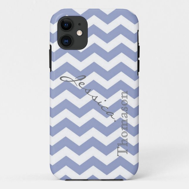 Trendfarbene, klassisch hellblaue Zickzack Zickzac Case-Mate iPhone Hülle (Rückseite)