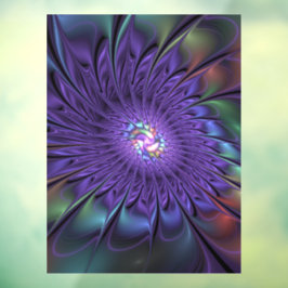 Trendfarbene Moderne Abstrakte Fraktal Blume Fensteraufkleber