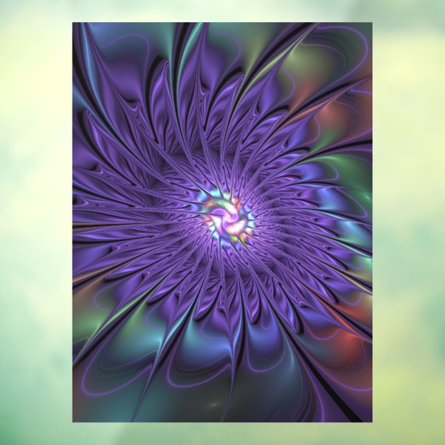 Trendfarbene Moderne Abstrakte Fraktal Blume Fensteraufkleber (Blatt 3)