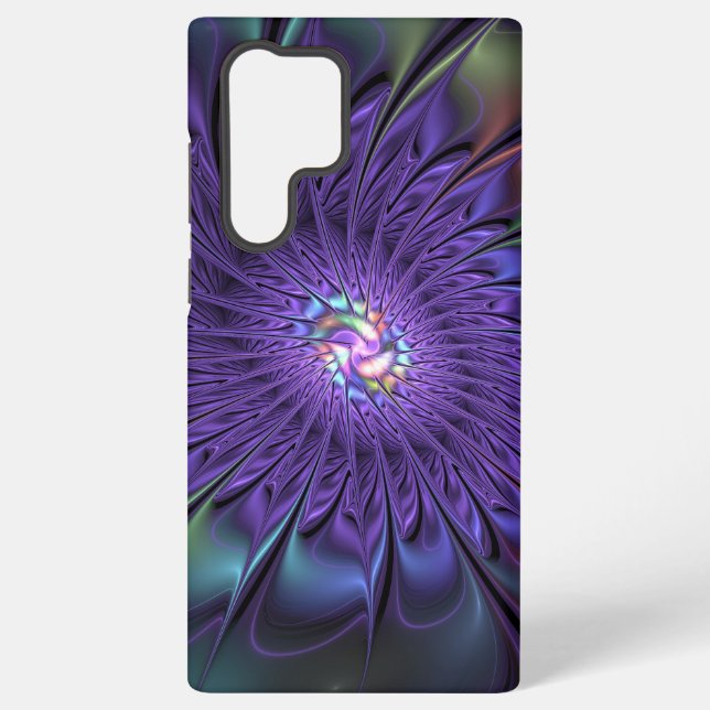 Trendfarbene Moderne Abstrakte Fraktal Blume Samsung Galaxy Hülle (Rückseite)