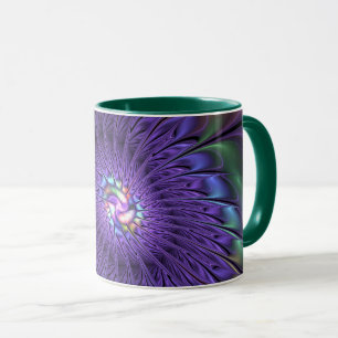 Trendfarbene Moderne Abstrakte Fraktal Blume Tasse