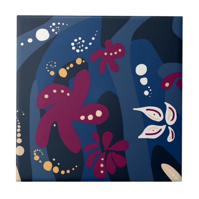 Trendfarbene Muster-Accessoires, abstrakt-blau-pin Fliese (Vorderseite)