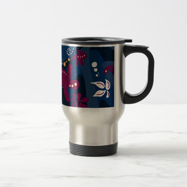 Trendfarbene Muster-Accessoires, abstrakt-blau-pin Reisebecher (Rechts)