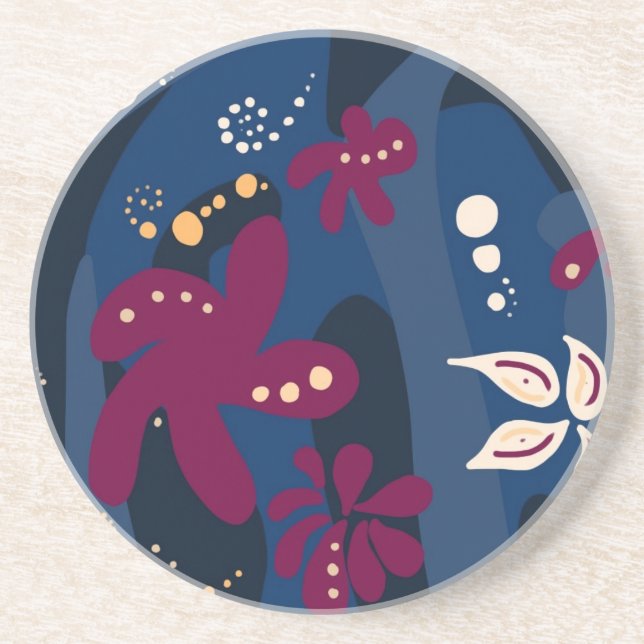 Trendfarbene Muster-Accessoires, abstrakt-blau-pin Sandstein Untersetzer (Vorne)