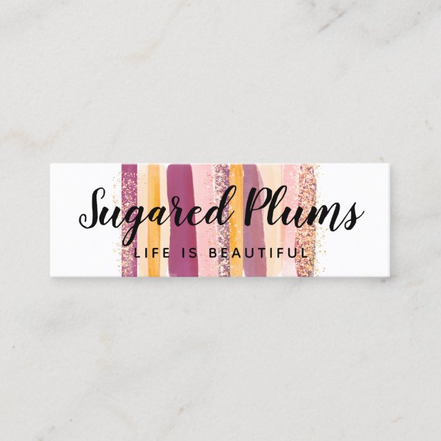 Trendfarbene Plum Lila & Gold Social Media Mini Visitenkarte (Vorderseite)