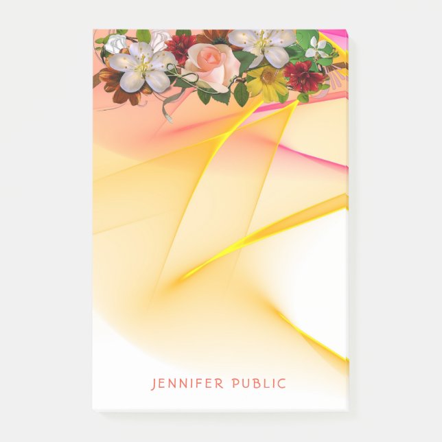 Trendfarbene Rose Blume Wasserfarben Post-it Klebezettel (Vorderseite)