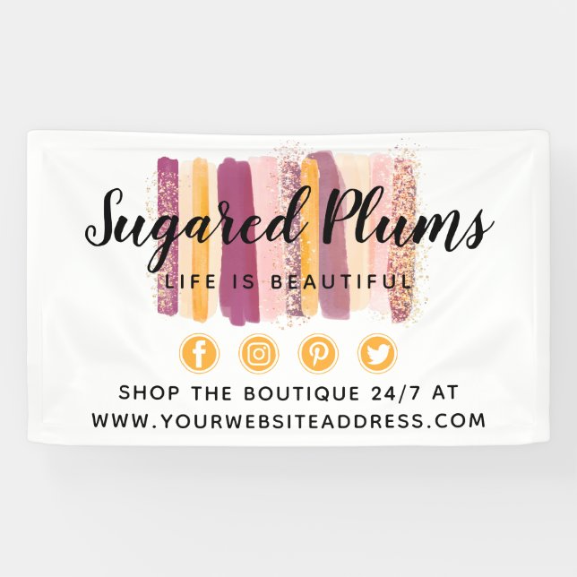 Trendfarbene Wasserfarbenanstriche Pum Lila & Gold Banner (Horizontal)