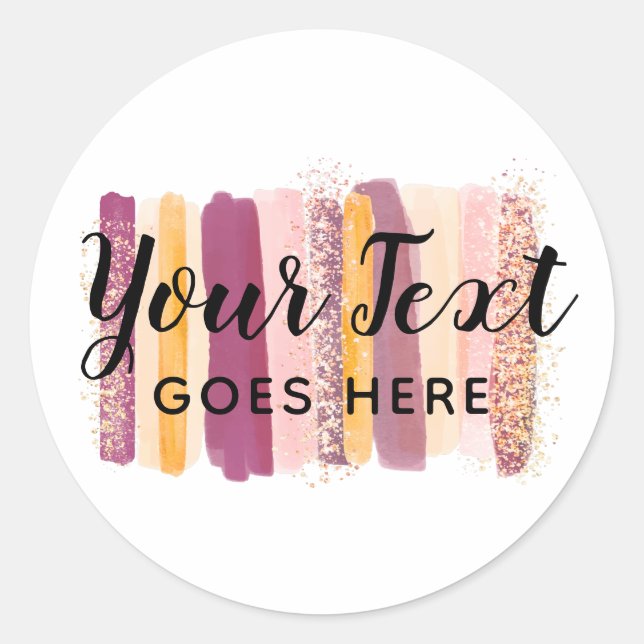 Trendfarbene Wasserfarbenanstriche Pum Lila & Gold Runder Aufkleber (Vorderseite)
