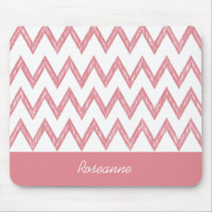 Trendfarbener Bleistift Zickzack Zigzags mit Namen Mousepad
