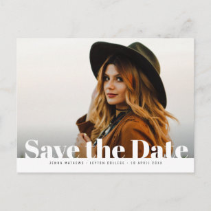 Trendfarbener Foto Abschluss Save the Date Postkarte
