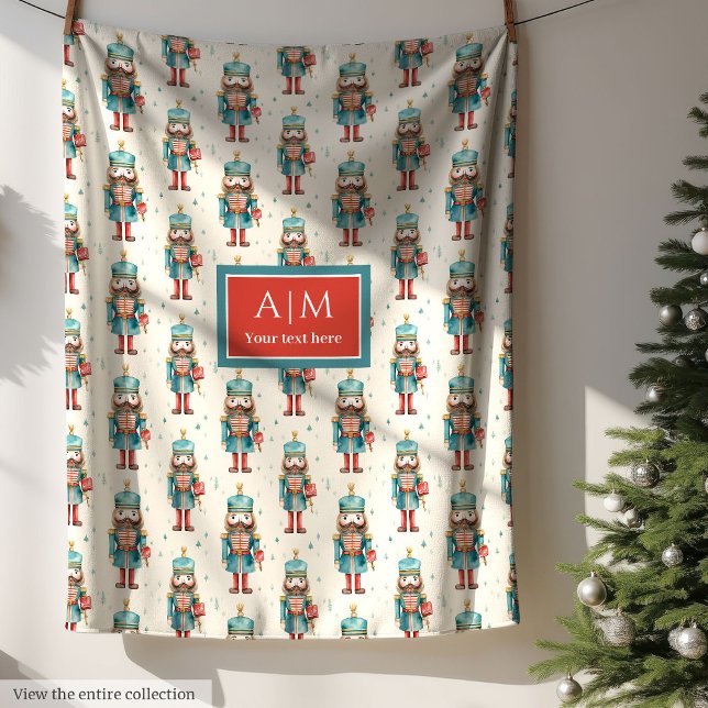 Trendfarbener Nussknacker Klassiker Weihnachten Fleecedecke (Trendy watercolor nutcracker classic Christmas Fleece Blanket)