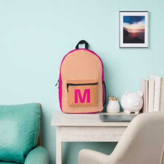 Trendfarbener Pfirsich mit dem Namen Monogram Bedruckter Rucksack