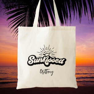 Trendfarbener und weißer moderner Skriptname Tragetasche