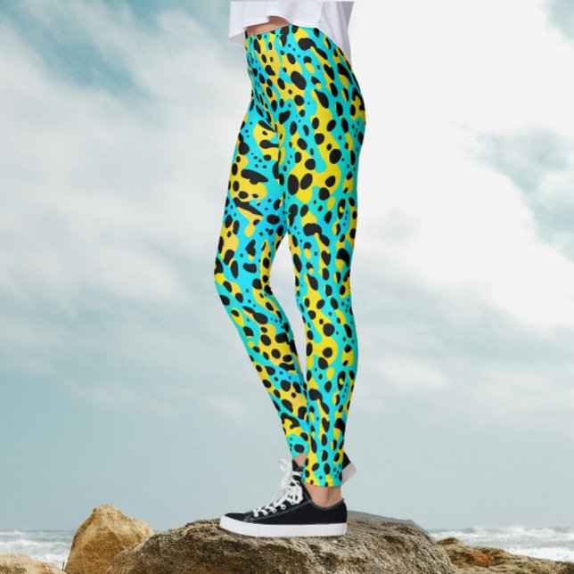 Trendfarbenes, Abstraktes, türkisfarbenes Leoparde Leggings (Von Creator hochgeladen)
