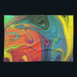 Trendfarbenes Neonorangefarbenes, blau-gelbes Grün Geschirrtuch<br><div class="desc">Trendy Bright Neon Orange Rot-Grün Abstraktes Muster</div>