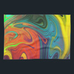 Trendfarbenes Neonorangefarbenes, blau-gelbes Grün Geschirrtuch<br><div class="desc">Trendy Bright Neon Orange Rot-Grün Abstraktes Muster</div>