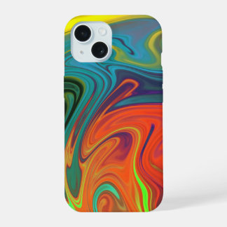Trendfarbenes Neonorangefarbenes, blau-gelbes Grün iPhone 15 Hülle