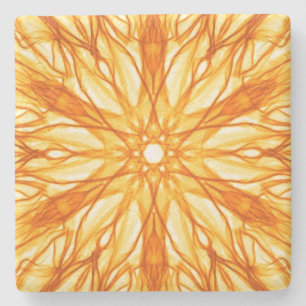 Trendfarbenes Orange, gelbes Fraktal Steinuntersetzer