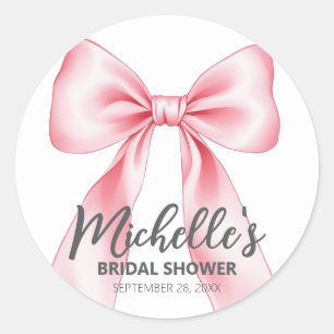 Trendfarbenes Pink Bow Coquette Brautparty Runder Aufkleber