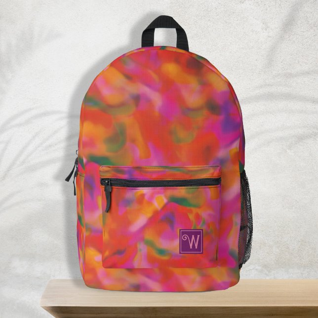 Trendfarbenes rosa, gelb-grünes Gefärbte Krawatte- Bedruckter Rucksack (Trendy colorful pink yellow tie dye pattern printed backpacks for teen girls, back to school, hot)