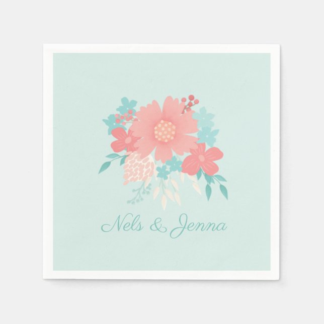 Trendfarbenes und schönes Blumendesign Serviette (Vorderseite)