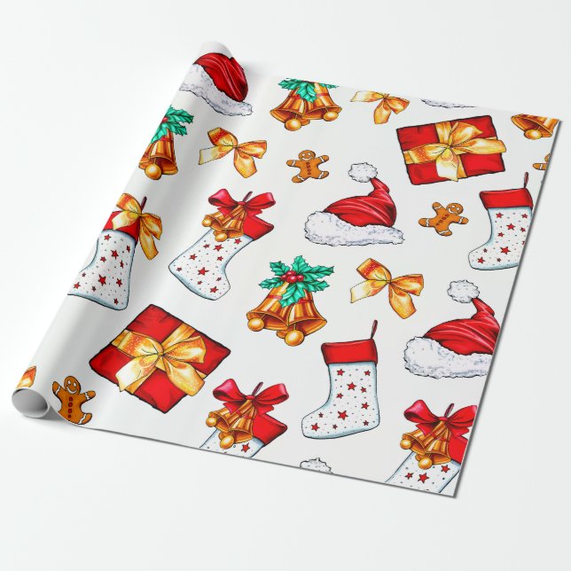 Trendfarbenes Weihnachtselement-Musterpapier Geschenkpapier (Ungerollt)