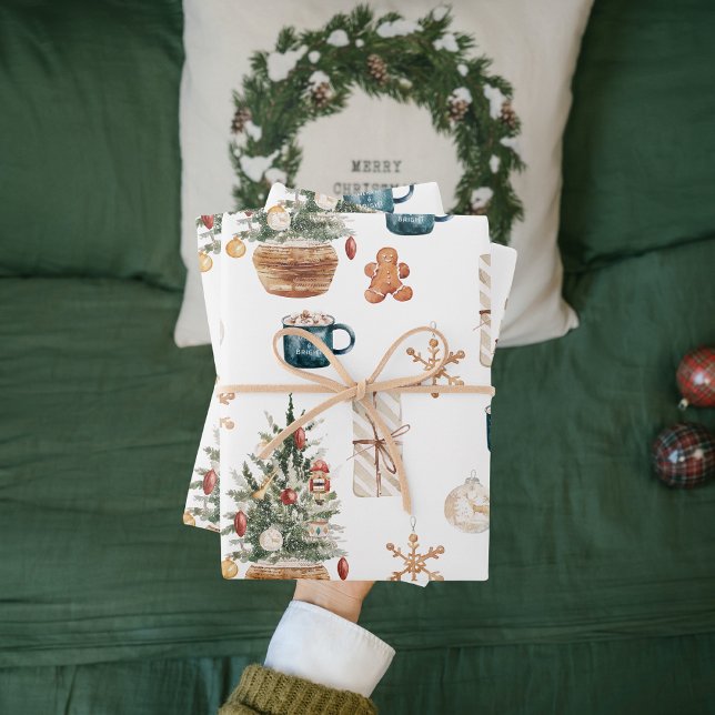 Trendfarbenes Weihnachtsmuster | Wasserfarbe Geschenkpapier Set (Von Creator hochgeladen)