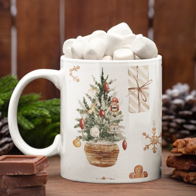 Trendfarbenes Weihnachtsmuster | Wasserfarbe Kaffeetasse (Von Creator hochgeladen)