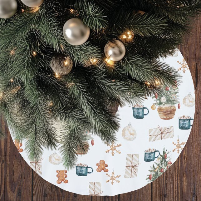Trendfarbenes Weihnachtsmuster | Wasserfarbe Polyester Weihnachtsbaumdecke (Von Creator hochgeladen)