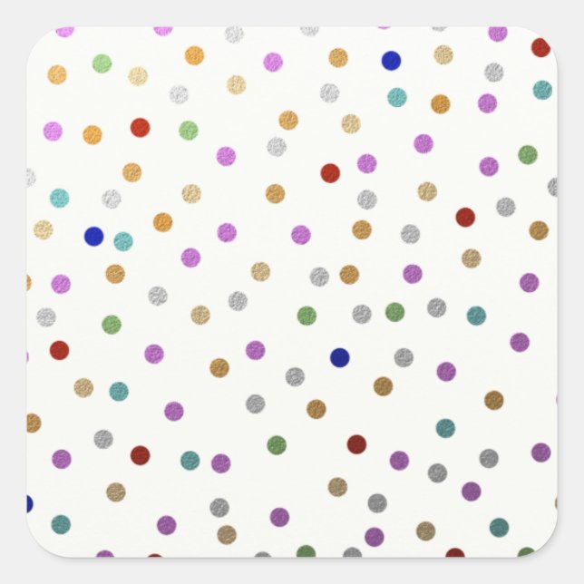 Trendfarbige Punktmuster Quadratischer Aufkleber (Vorderseite)