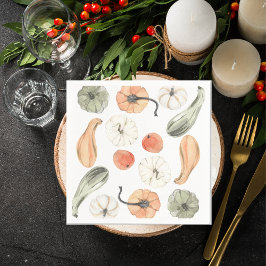 Trendfarbiges Kürbismuster | Herbstwoben Serviette