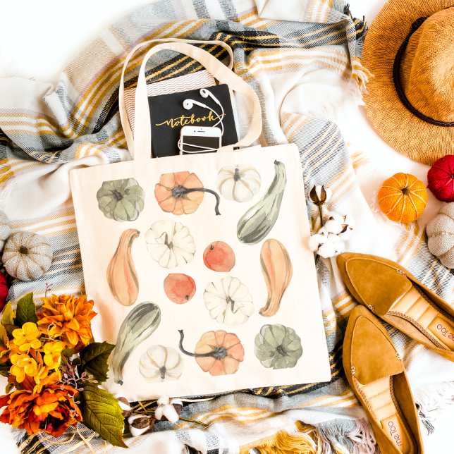 Trendfarbiges Kürbismuster | Herbstwoben Tragetasche (Von Creator hochgeladen)