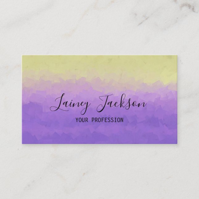 Trendgelb und leicht lila abstrakt visitenkarte (Vorderseite)