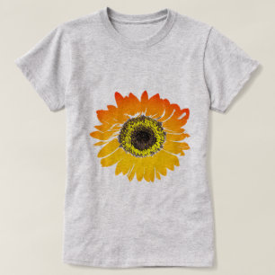 Trendgelbe Sonnenblumenillustrierung T-Shirt