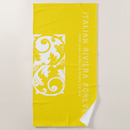 Trendgelbe, weiße Majolika Tile Strandtuch