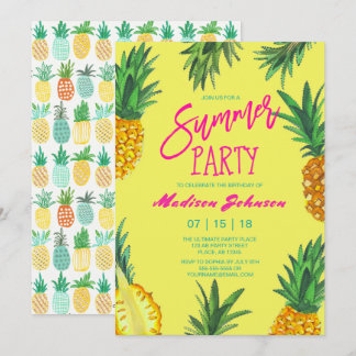 Trendgelbes Summer Party | Ananas Einladung