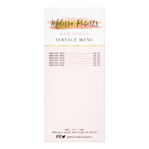 Trendgold und rosa Service-Menü-Karte Werbekarte