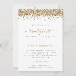 Trendgolden Glitzer 21. Geburtstagsparty Einladung