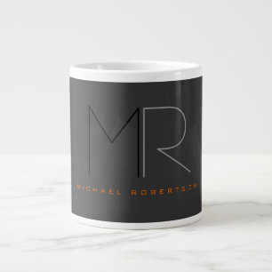 Trendgraue Monogram Schlicht Jumbo-Tasse