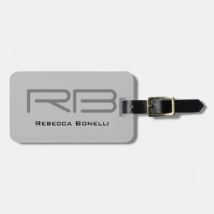 Trendgraue Monogramm Minimalistisch Schlicht Gepäckanhänger