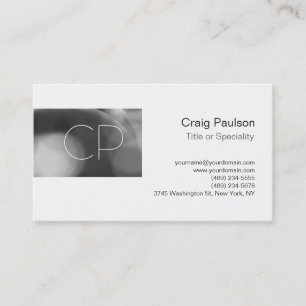 Trendgraue Muster White Monogram Business Card Visitenkarte