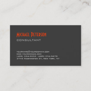 Trendgraue Orange Consultant Business Card Visitenkarte