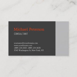 Trendgraue Orange Modern Consultant Business Card Visitenkarte