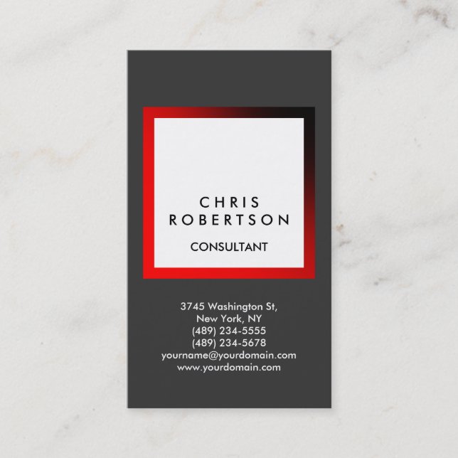 Trendgraue White Stripe Consultant Business Card Visitenkarte (Vorderseite)